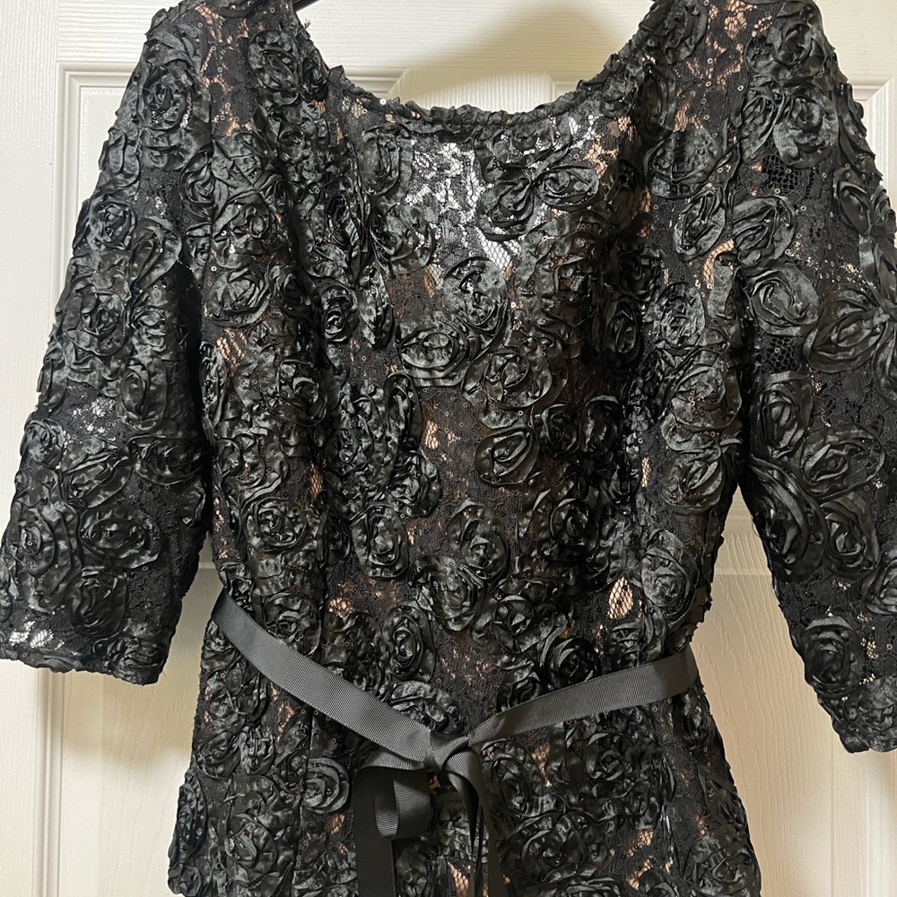 Elegant Black Rose Embellished Blouse